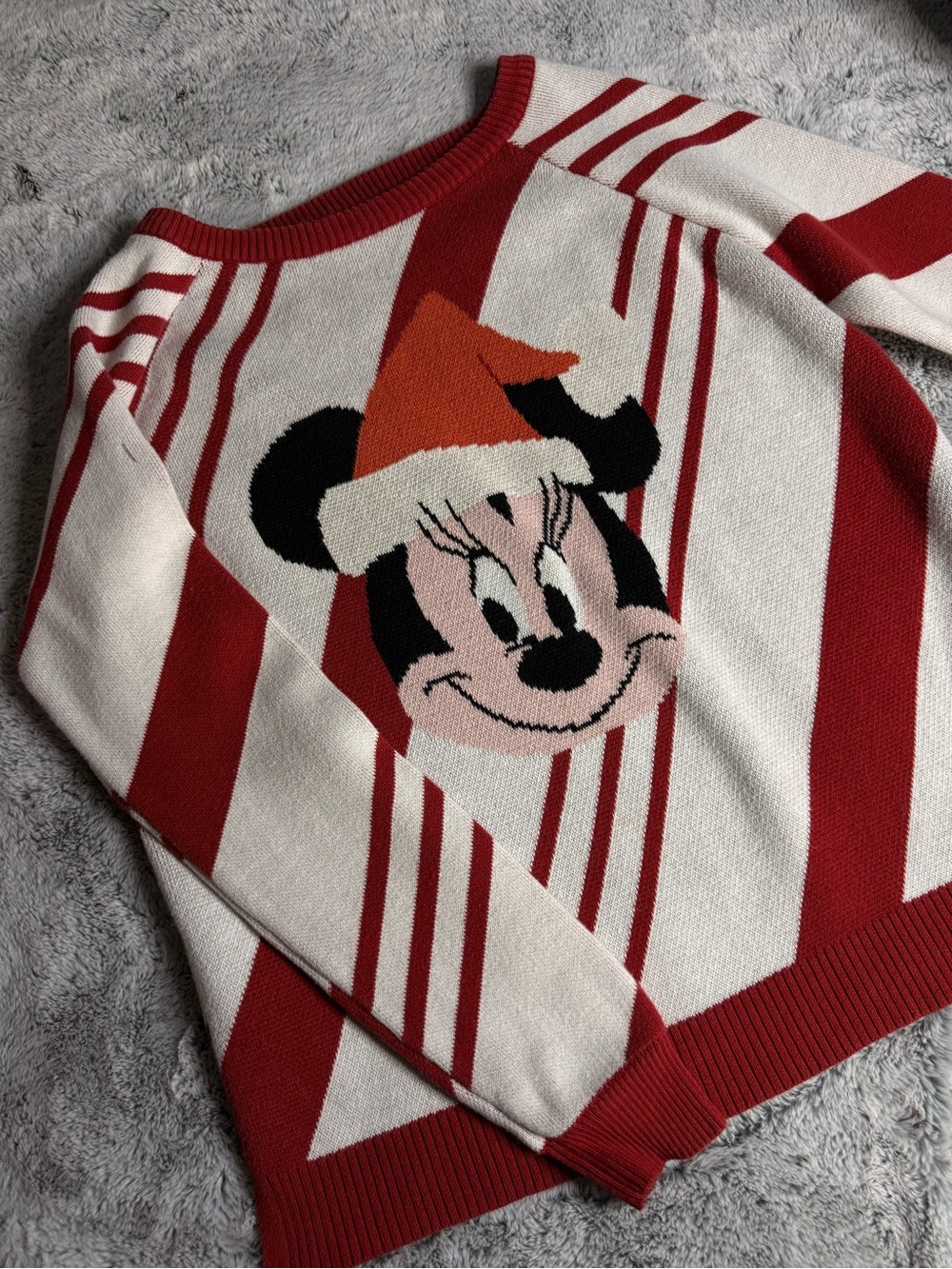 Disney Red and Cream Minnie Mouse Crewneck Sweater